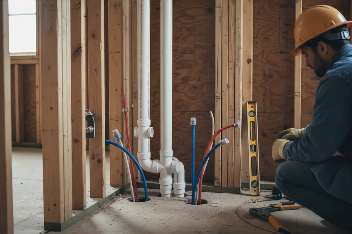 Drain and supply rough-in during Sump Pump Repair in Encino