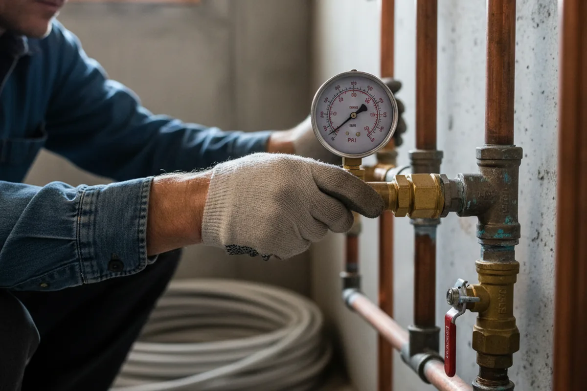 Pressure testing a repaired line during Water Line Repair in Encino